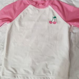Pink &white cherry rashgaurd girls sz small